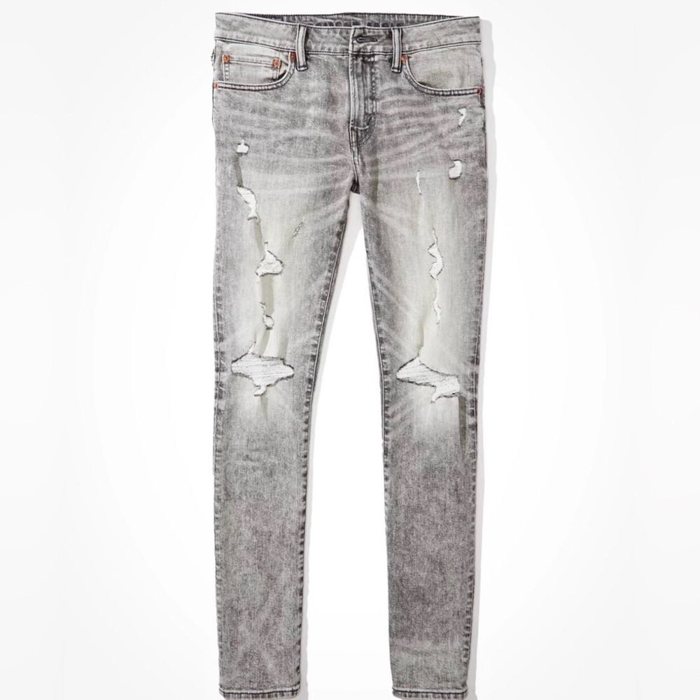 American Eagle Ripped Skinny Jeans Mens Grey 30x32 American Eagle jeans Airflex